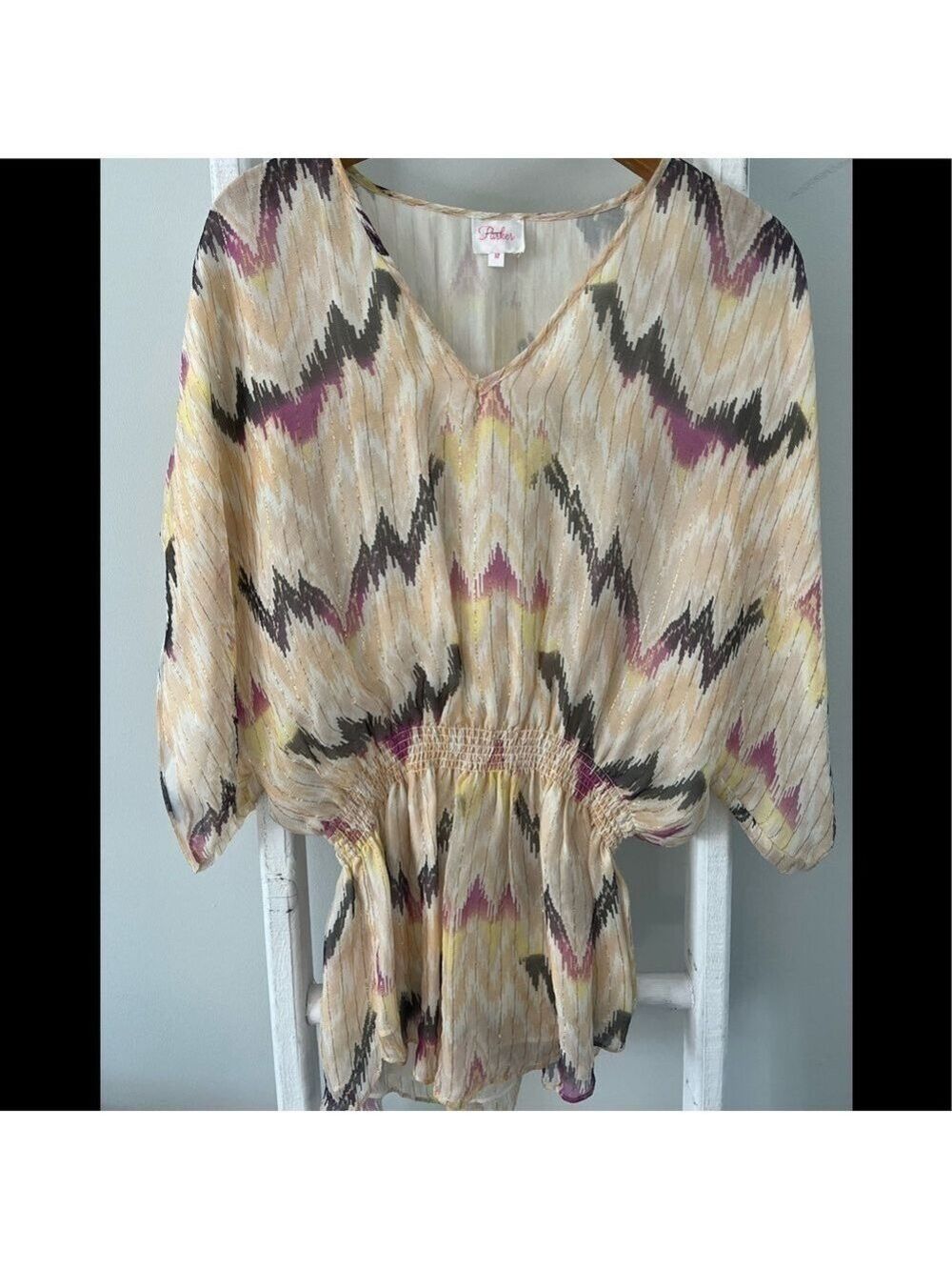 𝅺parker Chiffon Elastic Waist Bathing Suit Cover-Up MEDIUM by Parker